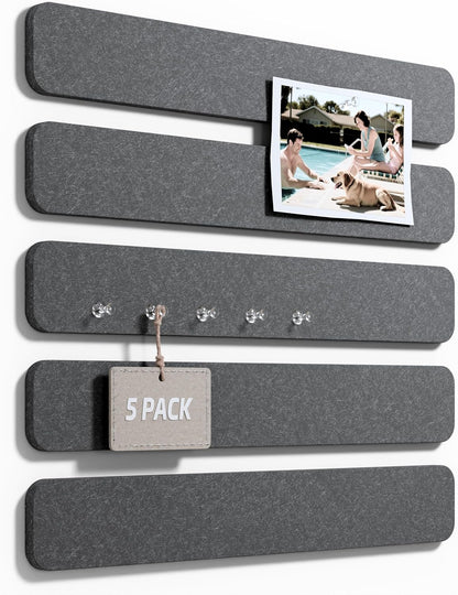 Fluxynara Cork Board Alternative Felt Strip Board 8-Pack 13"x2", Office Pin Board with 50 Push Pins, Adhesive Install for Bedroom Door & Home Office(Linen Dusk)