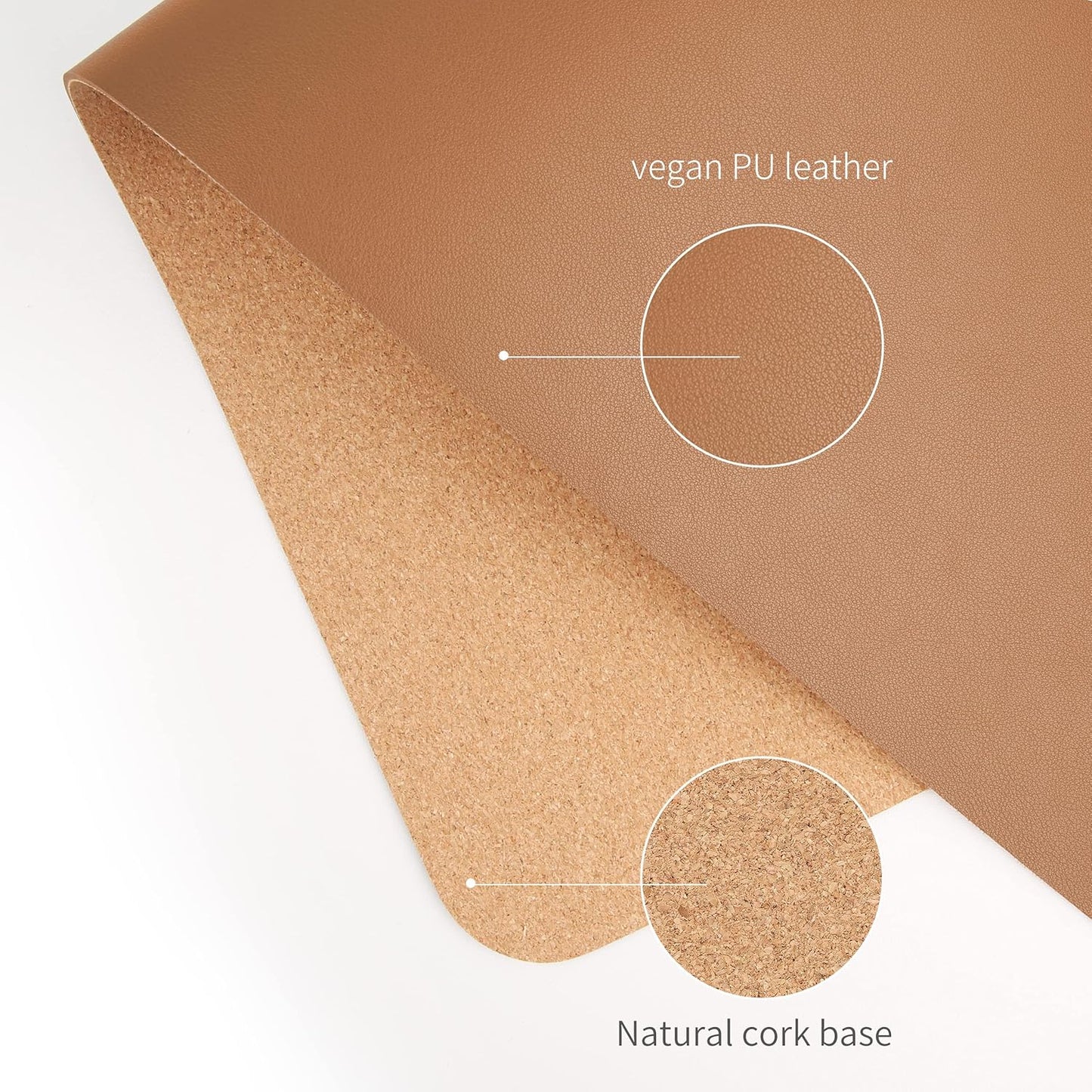 RENMTURE Dual-Sided Mouse Pad, Natural Cork & PU Leather Large Desk Pad for Office and Home Work, Desk Protector Non-Slip, Waterproof, Easy Clean (Olive Green, 32"x16")