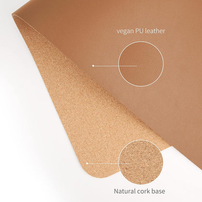 RENMTURE Dual-Sided Mouse Pad, Natural Cork & PU Leather Large Desk Pad for Office and Home Work, Desk Protector Non-Slip, Waterproof, Easy Clean (Olive Green, 32"x16")