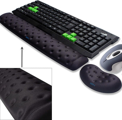 BRILA Memory Foam Mouse & Keyboard Wrist Rest Support Pad Cushion Set for Computer, Laptop, Office Work, PC Gaming - Massage Holes Design - Easy Typing Wrist Pain Relief (Nebula)