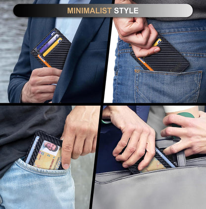 Travelambo Slim Wallet Front Pocket Minimalist Leather RFID Blocking Medium Size