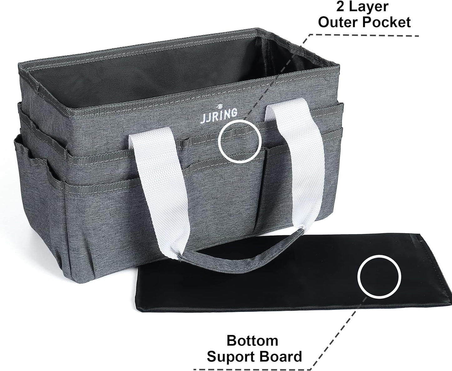 JJRING Craft Organizer Tote Bag for Art Storage, Caddy with Multiple Pockets, Bluish Green Sewing Bag for Scrapbooking, School, Medical, and Office Supplies