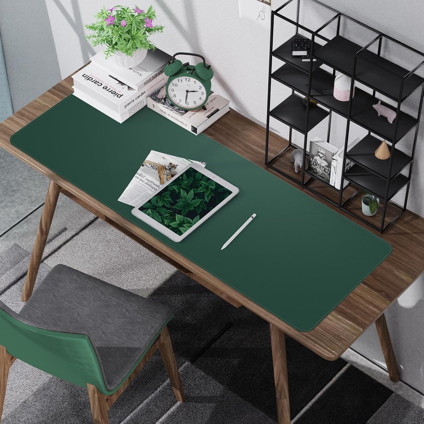 AFIING Large Desk Mat 47" x 17", Dual-Sided Natural Cork & PU Leather Desk Pad, Non-Slip Waterproof Mouse Pad for Office, Home & Gaming, Black