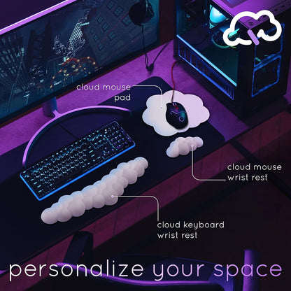 Purple Cloud Keyboard Wrist Rest – Create-ables Qloud Purple Wrist Rest for Computer Keyboard and Mouse, Ergonomic Memory Foam Wrist Pad with Non-Slip Base, Includes Cloud Mouse Pad