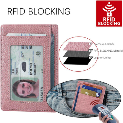 Travelambo Slim Wallet Front Pocket Minimalist Leather RFID Blocking Medium Size