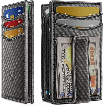 BULLIANT Men Airtag Wallet,Slim Wallet Money Clip Card Holder Magnetic Closure 12 Cards in Front Pocket RFID Blocking