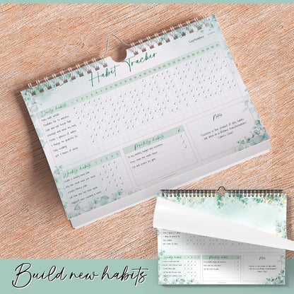 Habit Tracker Calendar – Daily, Weekly & Monthly Habit & Goal Tracker, Wire-Bound Planner with Colorful Design, Premium 250gsm Paper | A5 (Rainbow)
