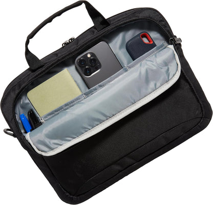 Amazon Basics Laptop Tablet Carrying Case with Shoulder Strap and Grab Handles, 14-inch, Black, Compartments for Storage