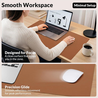 AFIING Large Desk Mat 47" x 17", Dual-Sided Natural Cork & PU Leather Desk Pad, Non-Slip Waterproof Mouse Pad for Office, Home & Gaming, Black
