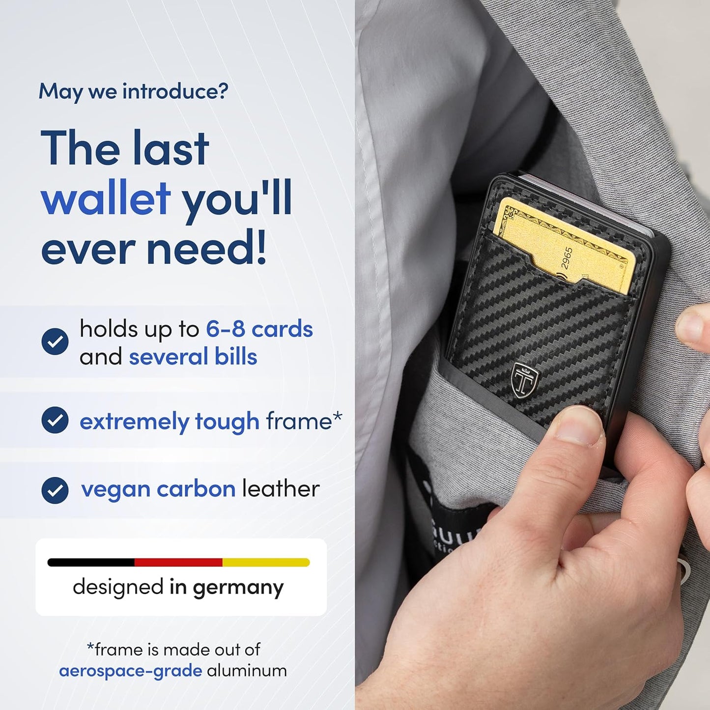 TRAVANDO Swype Slim Wallet for Men Metal RFID Blocking Mens Wallet Card Case (With AirTag* Pocket)