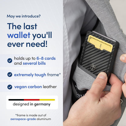 TRAVANDO Swype Slim Wallet for Men Metal RFID Blocking Mens Wallet Card Case (With AirTag* Pocket)