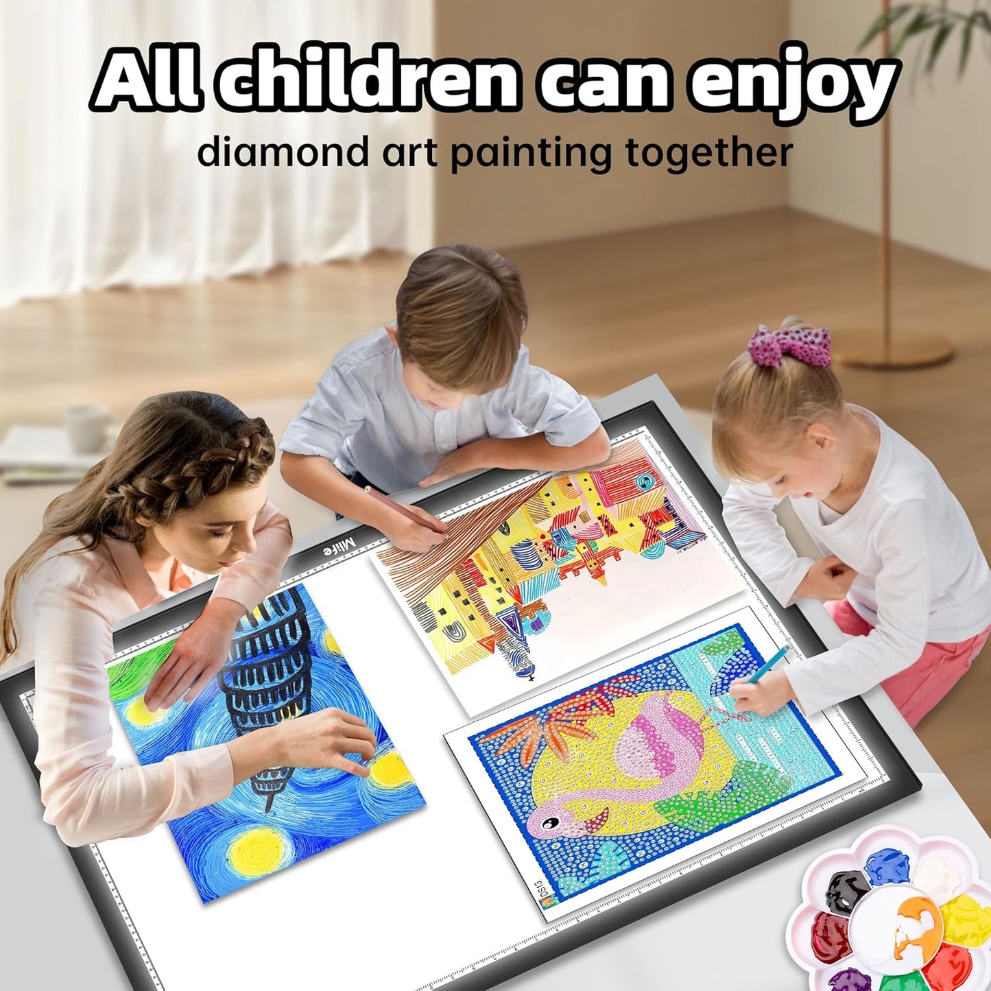 Mlife A2 LED Light Pad for Diamond Art Painting Light Board with 3 Brightness, Tracing Light Board with USB Cable & 4 Fasten Clips for Sketching, Animation, Drawing, Diamond Art Painting Supplies