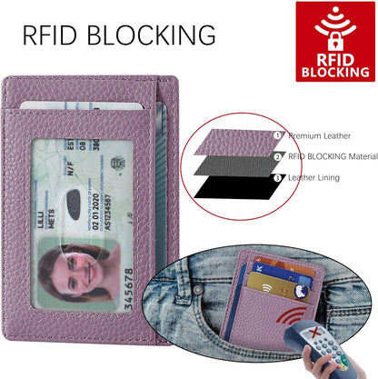 Travelambo Slim Wallet Front Pocket Minimalist Leather RFID Blocking Medium Size