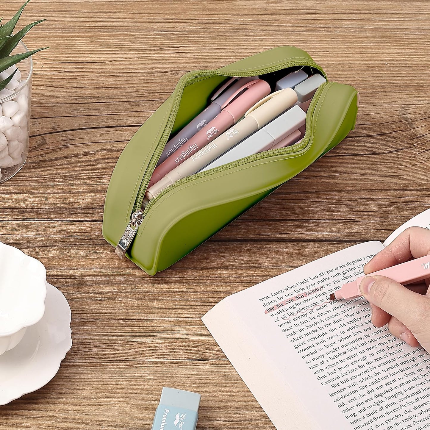 Mr. Pen- Silicone Pencil Case, Aesthetic Pencil Bag for Women, Makeup Pouch, Multifunctional Pouch for Stationery, Cosmetics and Electrical Goods Storage