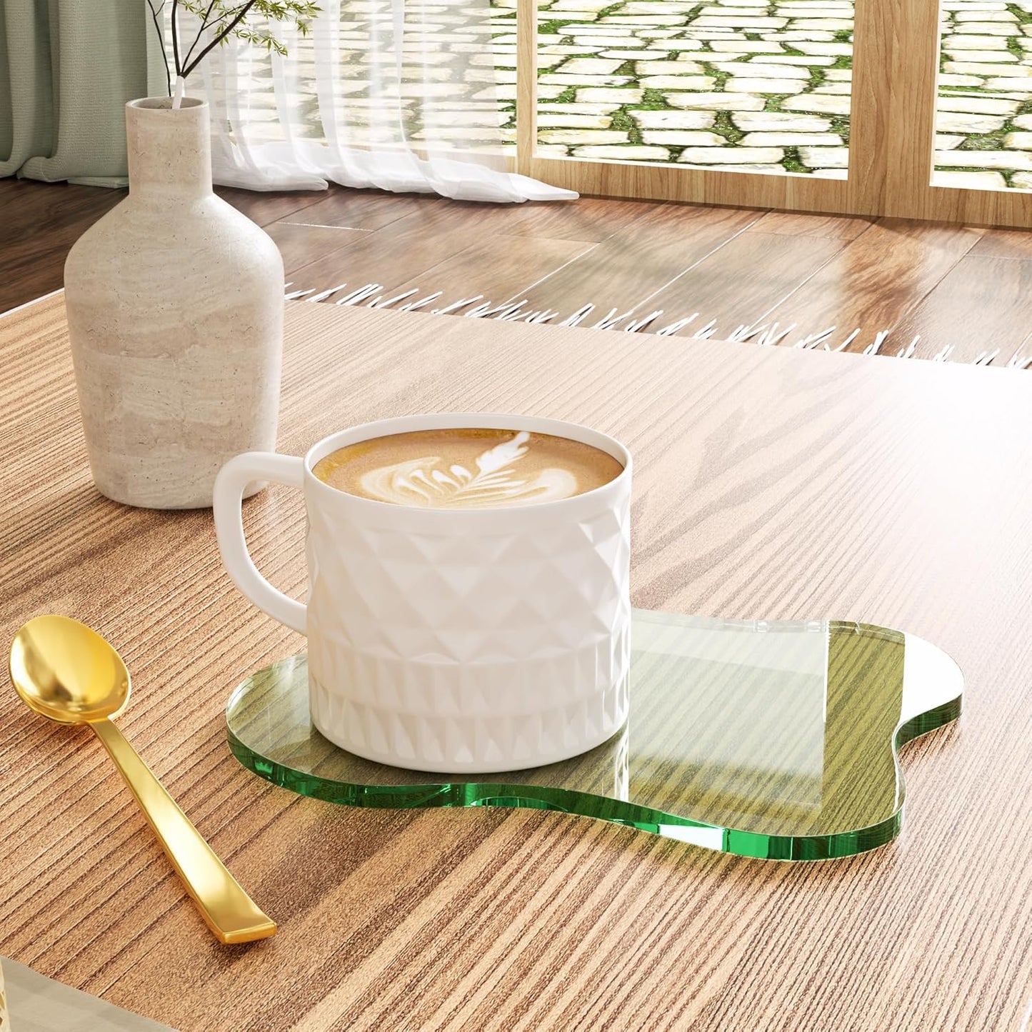 Acrylic Coaster Decorative Plates, Irregular Bar Drink Coaster, Clear Cloud Shape Coffee Cup Coaster, Perfect for Tabletop Protection and Accessories Display.(Gold)