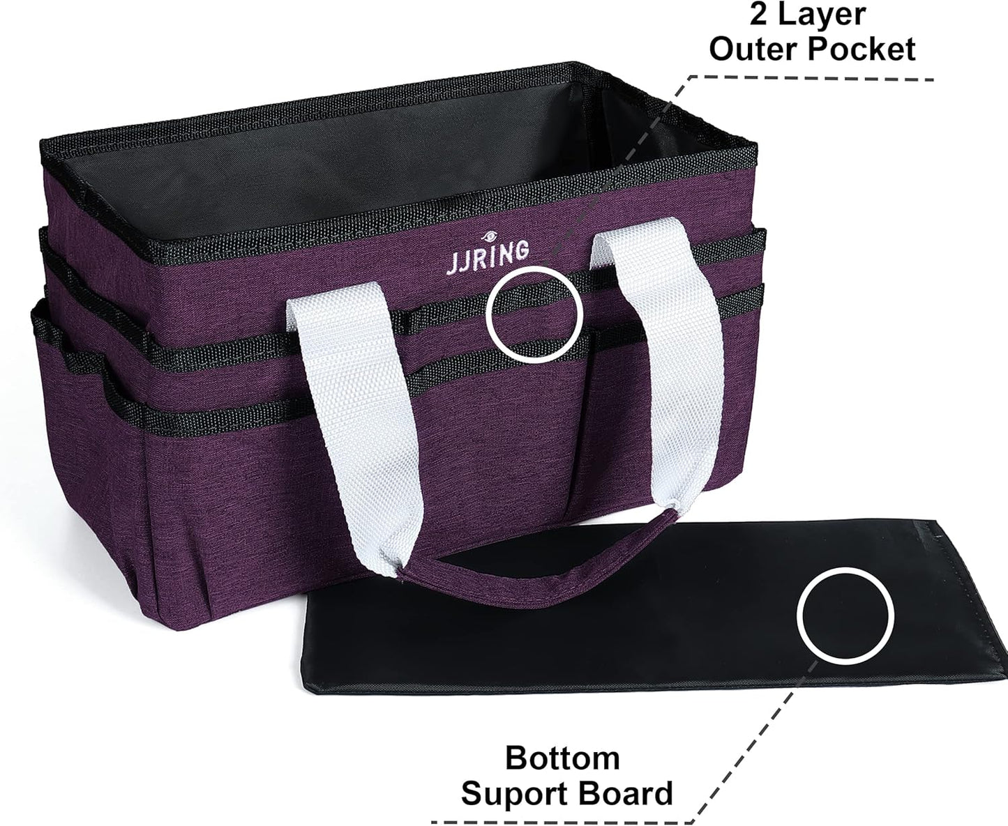 JJRING Craft Organizer Tote Bag for Art Storage, Caddy with Multiple Pockets, Bluish Green Sewing Bag for Scrapbooking, School, Medical, and Office Supplies