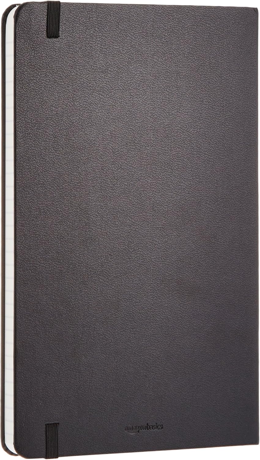 Amazon Basics Classic Grid Notebook for Writing and Note Taking, Hardcover, Graph Ruled, 240 Pages, 5" x 8.25", Black