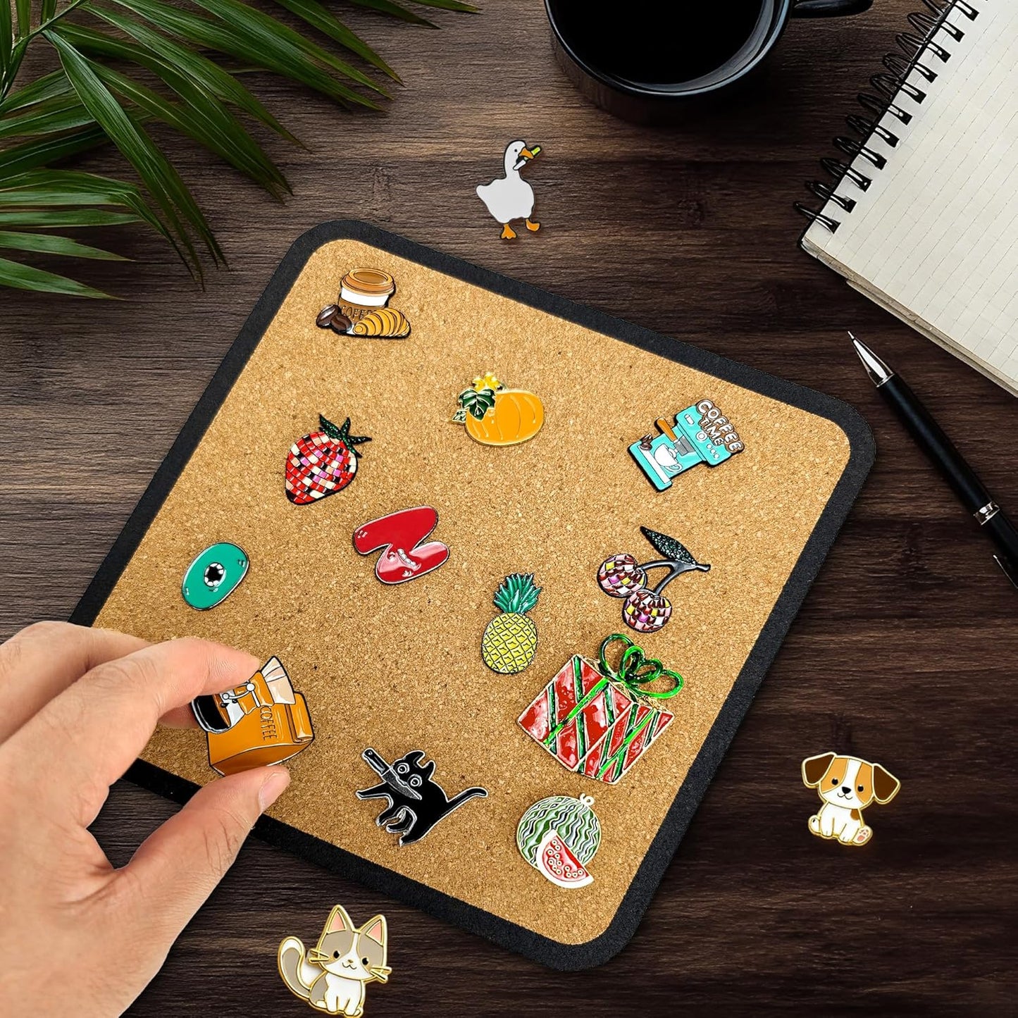 1pcs Rounded Square Pin Display Cork Board - 7.9x7.9 inch Enamel Pin Board for Brooch and Pin Collection Display, Ideal for Home, Office and School Decor