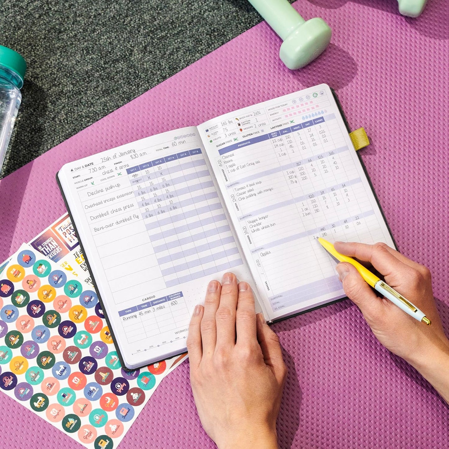 Clever Fox Fitness & Food Journal – Nutrition & Workout Planner for Women & Men – Diet & Gym Exercise Log Book with Calendars, Diet & Training Trackers - Undated, A5 Size, Hardcover (Forest Green)