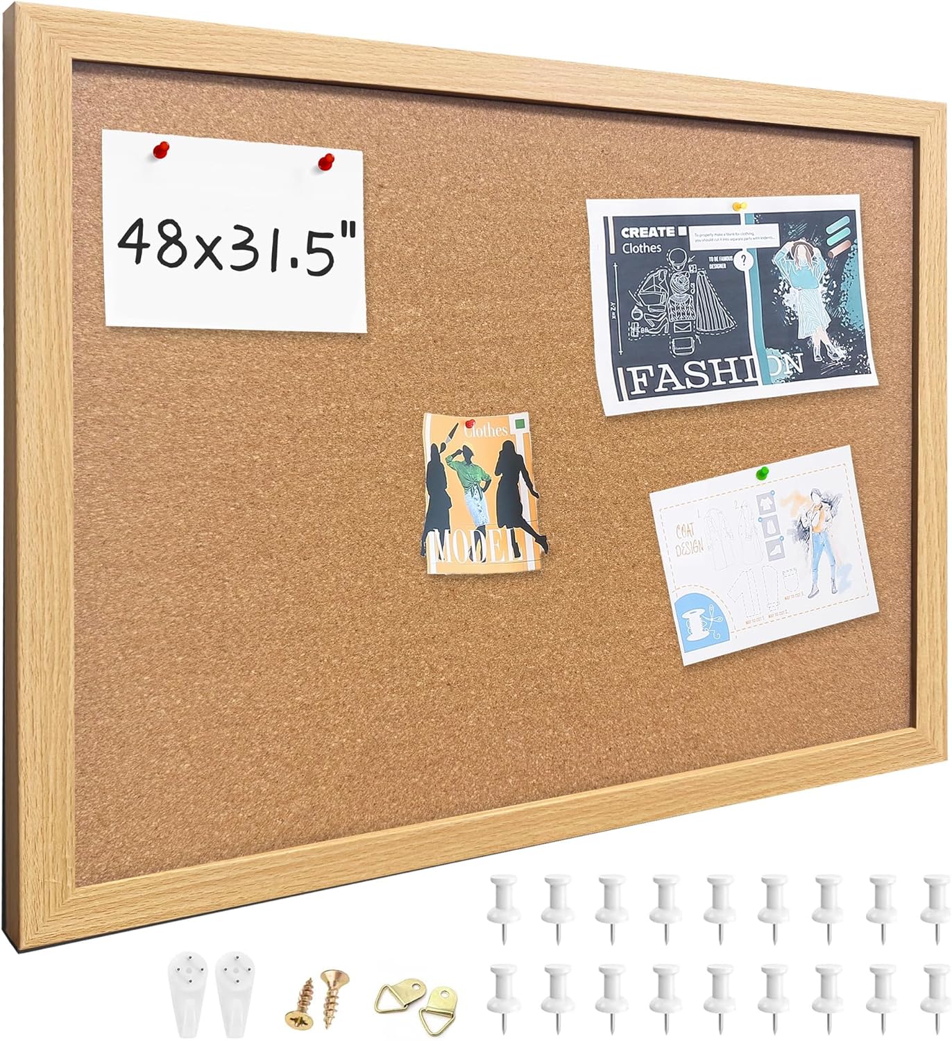 Cork Bulletin Board, 11x14 Inches Hanging Cork Board Wooden Framed with Pins for Wall, Dorm Room, Office, Home Decor – Natural Cork & Black Frame