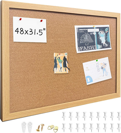 Cork Bulletin Board, 11x14 Inches Hanging Cork Board Wooden Framed with Pins for Wall, Dorm Room, Office, Home Decor – Natural Cork & Black Frame