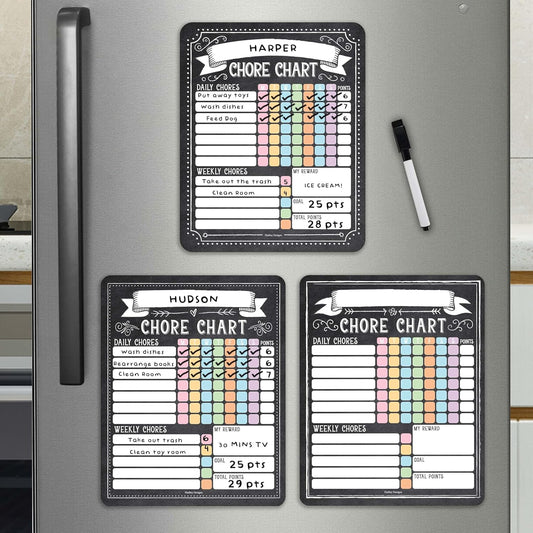 Hadley Designs Magnetic Chore Chart for Kids Multiple Kids – Dry Erase Chores Chart for Adults and Teens, Responsibility Task List for Family, Fridge Task Board Tracker at Home, Kraft Chore Board