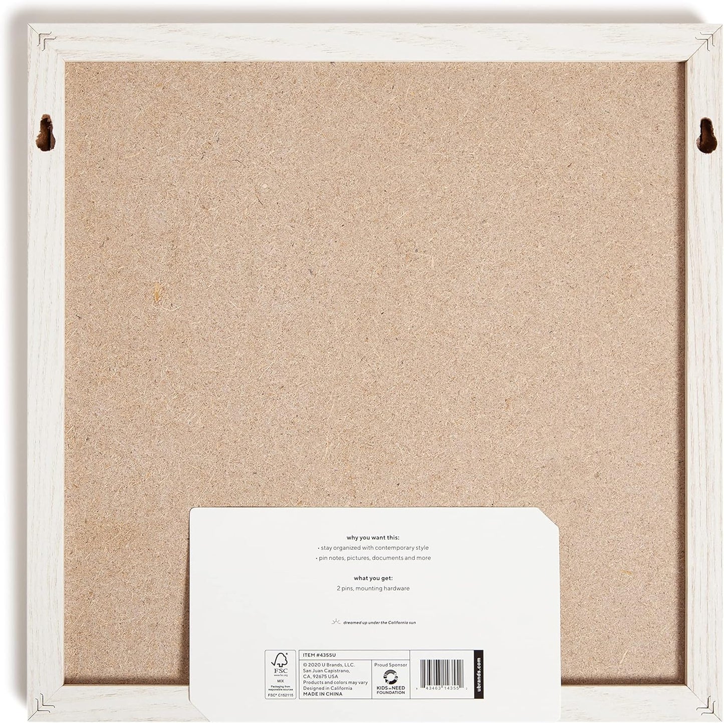 U Brands Rustic Weekly Dry Erase Board with White Wooden Frame, Office Supplies, 14” x 14”