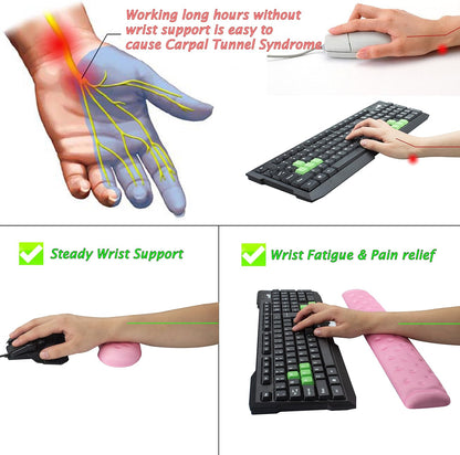 BRILA Memory Foam Mouse & Keyboard Wrist Rest Support Pad Cushion Set for Computer, Laptop, Office Work, PC Gaming - Massage Holes Design - Easy Typing Wrist Pain Relief (Nebula)