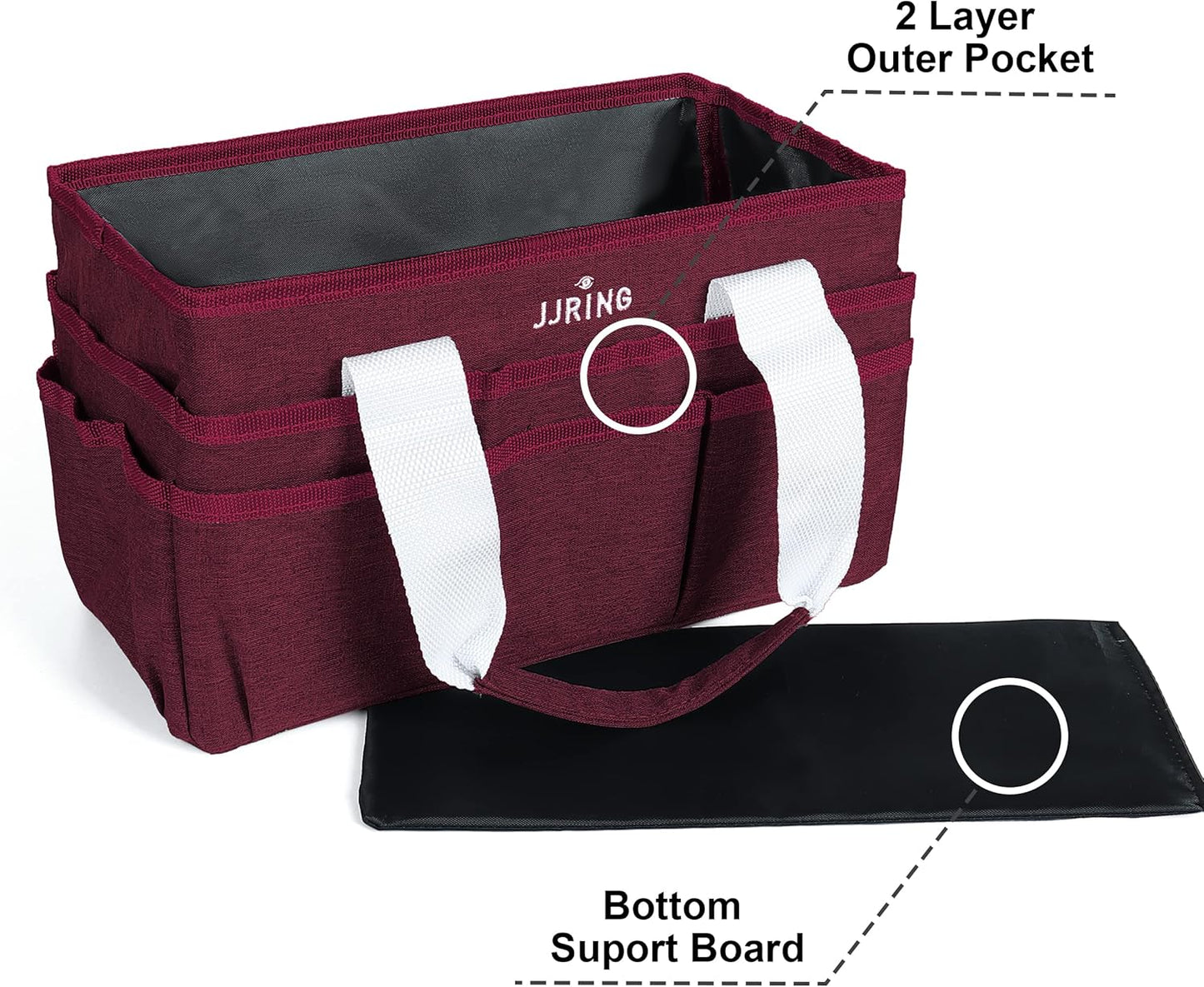 JJRING Craft Organizer Tote Bag for Art Storage, Caddy with Multiple Pockets, Bluish Green Sewing Bag for Scrapbooking, School, Medical, and Office Supplies