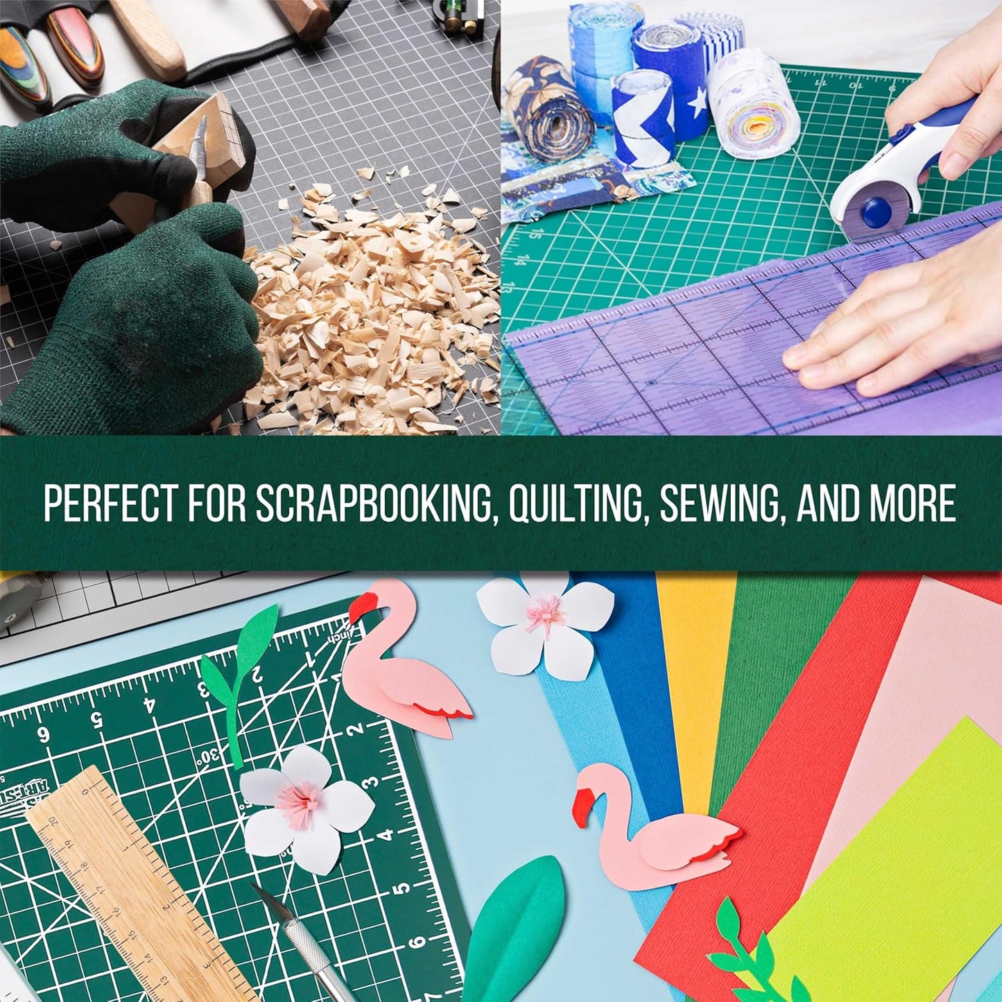U.S. Art Supply 18" x 24" Self-Healing Cutting Mat 5-Ply - Double-Sided Pink/Blue Craft Mat, Non-Slip Cutting Mats for Crafts, Sewing, Quilting, Scrapbooking