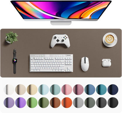 Aothia Non-Slip Waterproof PU Leather Desk Pad Protector for Mouse, Writing Desk, Office, Home, Laptop Blotter, 23.6" x 13.7", Black - Colors A