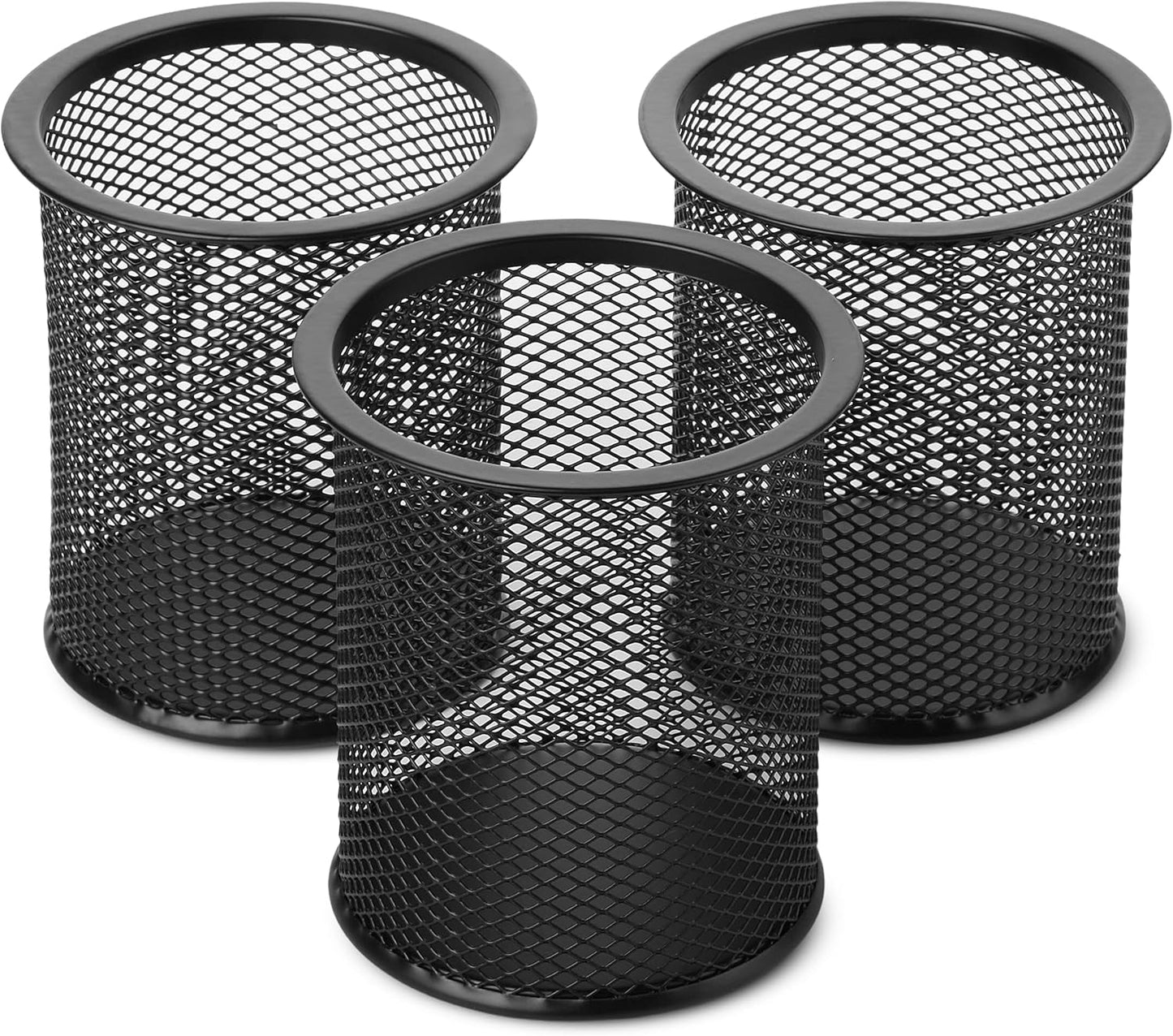 Mr. Pen- 3pcs Metal Mesh Pencil Cup Holder, Black Organizer for Desk, Pen Cups