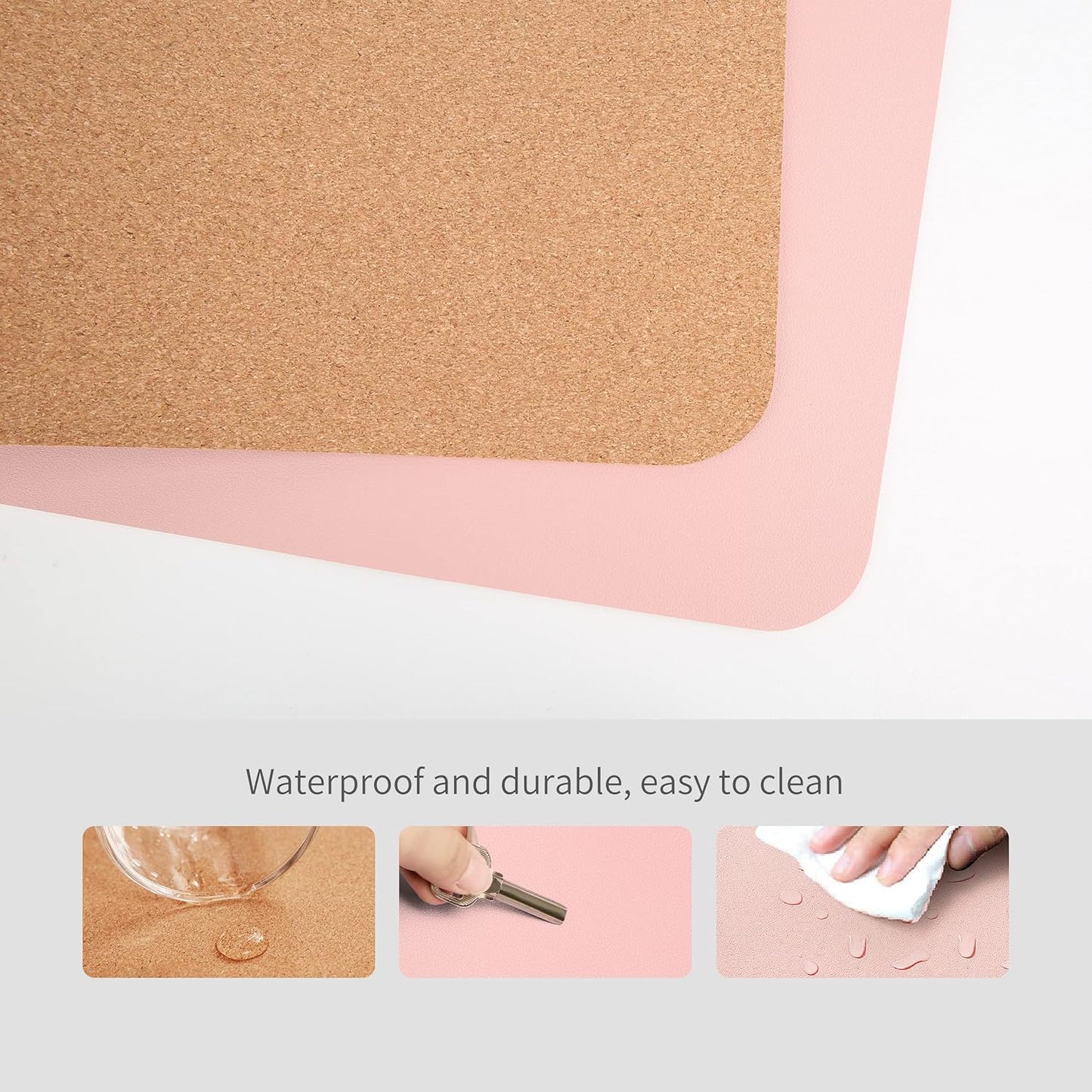 RENMTURE Dual-Sided Mouse Pad, Natural Cork & PU Leather Large Desk Pad for Office and Home Work, Desk Protector Non-Slip, Waterproof, Easy Clean (Olive Green, 32"x16")