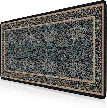 iCasso Desk Cover Mat, Office Mouse Pad, Desk Protector Mat, Extra Large Matt for Desktop,Anti-Slip XXL Big Mousepad with Stitched Edges for Computer Keyboard Retro Black - Colors A