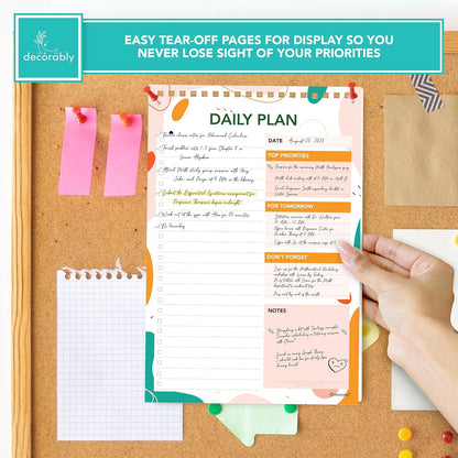 Decorably 52 Sheets Nude Pink Undated Daily to Do List Notepad, 6.5x10in Spring-Bound Easy Tear-Off Design, with Priorities, Checklist, Agenda, Reminders, Notes - Home, School, Office