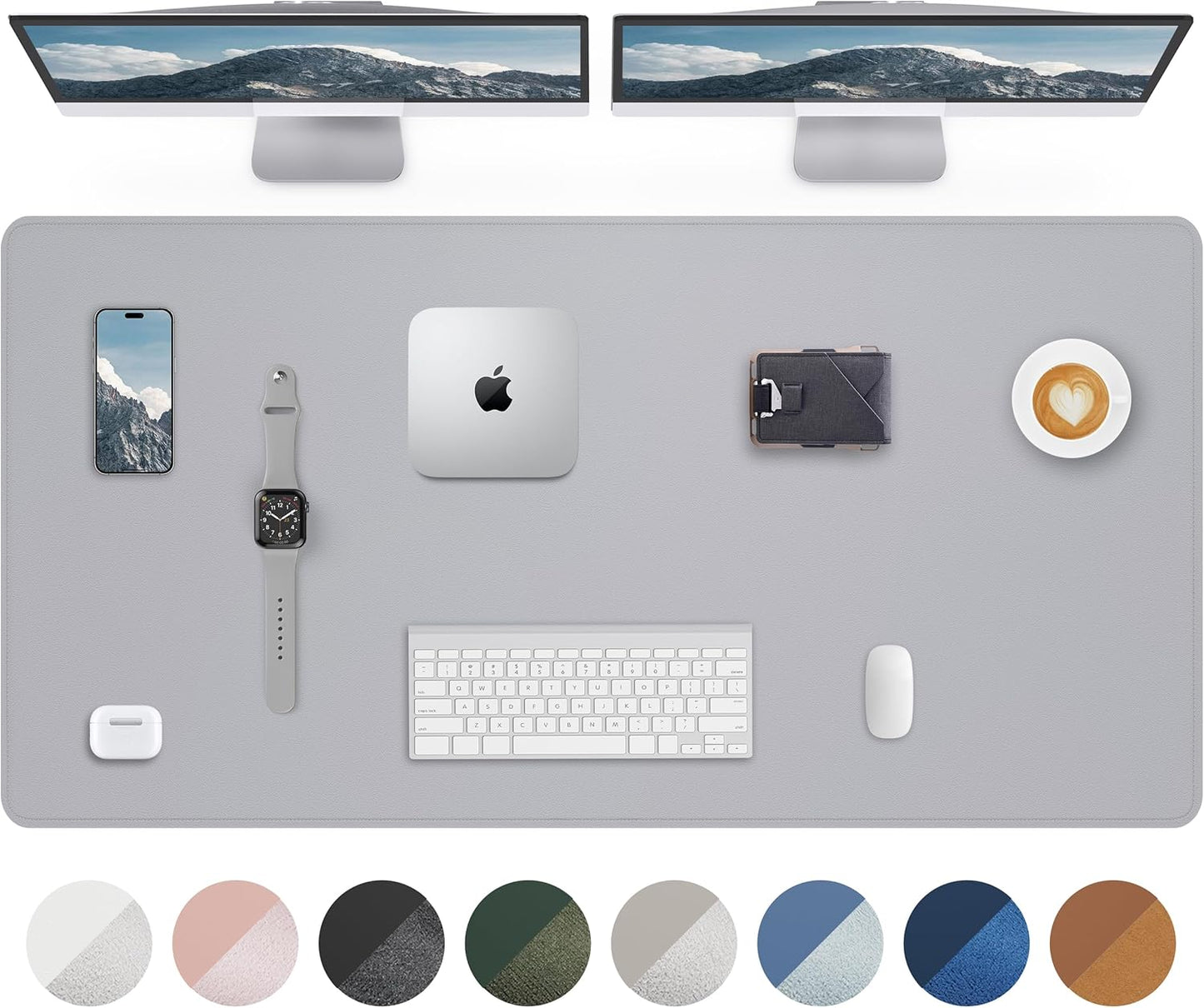 AFIING Desk Pad Protector 23.6" x 13.7" - Non-Slip Waterproof PU Leather Desk Mat for Mouse, Keyboard, Laptop, Office and Home Workspace (Beige)