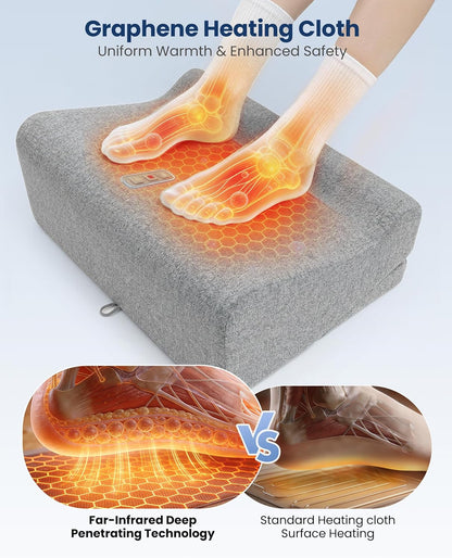 Comfier [2026] Under Desk Foot Rest at Work with Graphene Fast Heat Cloth,Ergonomic Heated Foot Stand, 2 Heights & 3 heat & 3 Vibration,Heel Support for Back,Leg Pain Relief,Office Home,Gift Men,Women