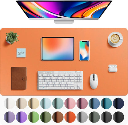 Aothia Non-Slip PU Leather Waterproof Laptop Desk Pad Protector, Blotter Mat, Writing and Mouse Pad for Office & Home, Beige, 23.6" x 13.7" - Colors A
