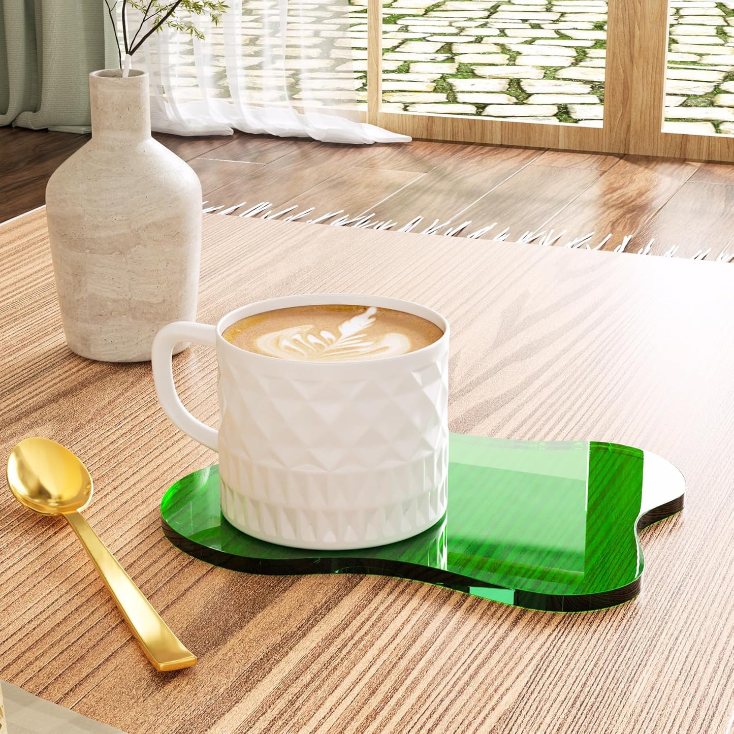 Acrylic Coaster Decorative Plates, Irregular Bar Drink Coaster, Clear Cloud Shape Coffee Cup Coaster, Perfect for Tabletop Protection and Accessories Display.(Gold)