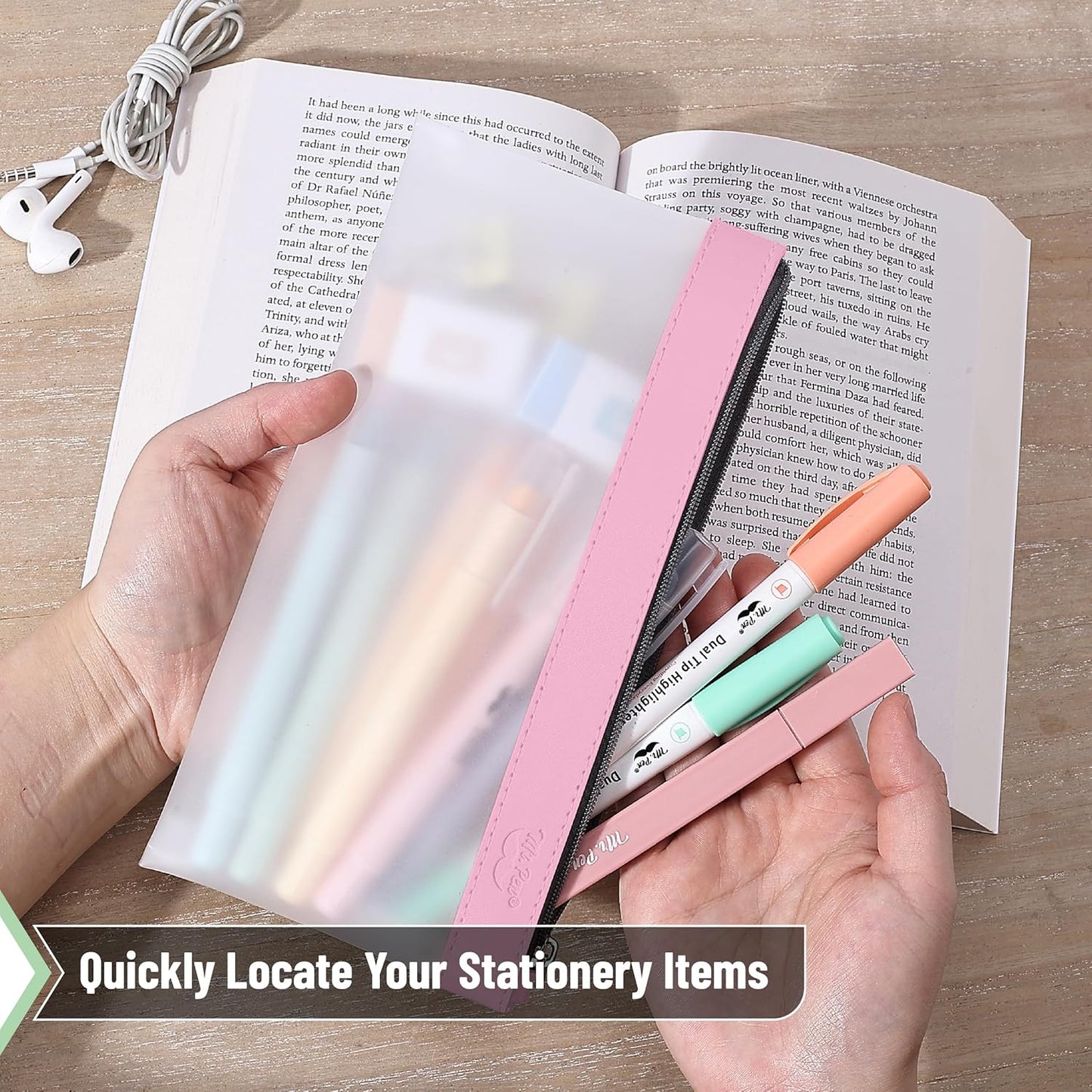 Mr. Pen- Clear Pencil Pouch, 8.50"x4.25", 3 Pack, Durable TPU Material, Medium Water-Resistant Pencil Bags with Smooth Zipper, Multipurpose Clear Pouch for Stationery, School, Office, Travel Supplies