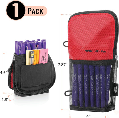 Mr. Pen- Standing Pencil Case Pouch, Sit & Lay Mesh-View Design, Black & Gray, Interior Pocket & 2 Elastic Binder Loops, Cute Pencil Case for Girls and Boys
