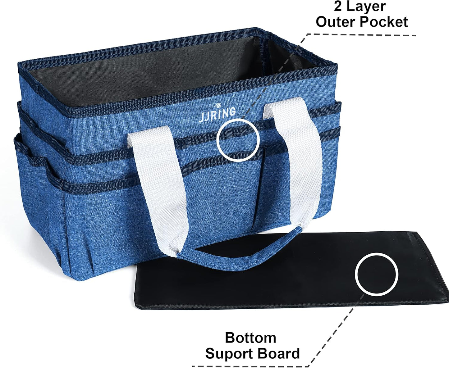 JJRING Craft Organizer Tote Bag for Art Storage, Caddy with Multiple Pockets, Bluish Green Sewing Bag for Scrapbooking, School, Medical, and Office Supplies