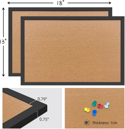 Cork Bulletin Board, 11x14 Inches Hanging Cork Board Wooden Framed with Pins for Wall, Dorm Room, Office, Home Decor – Natural Cork & Black Frame