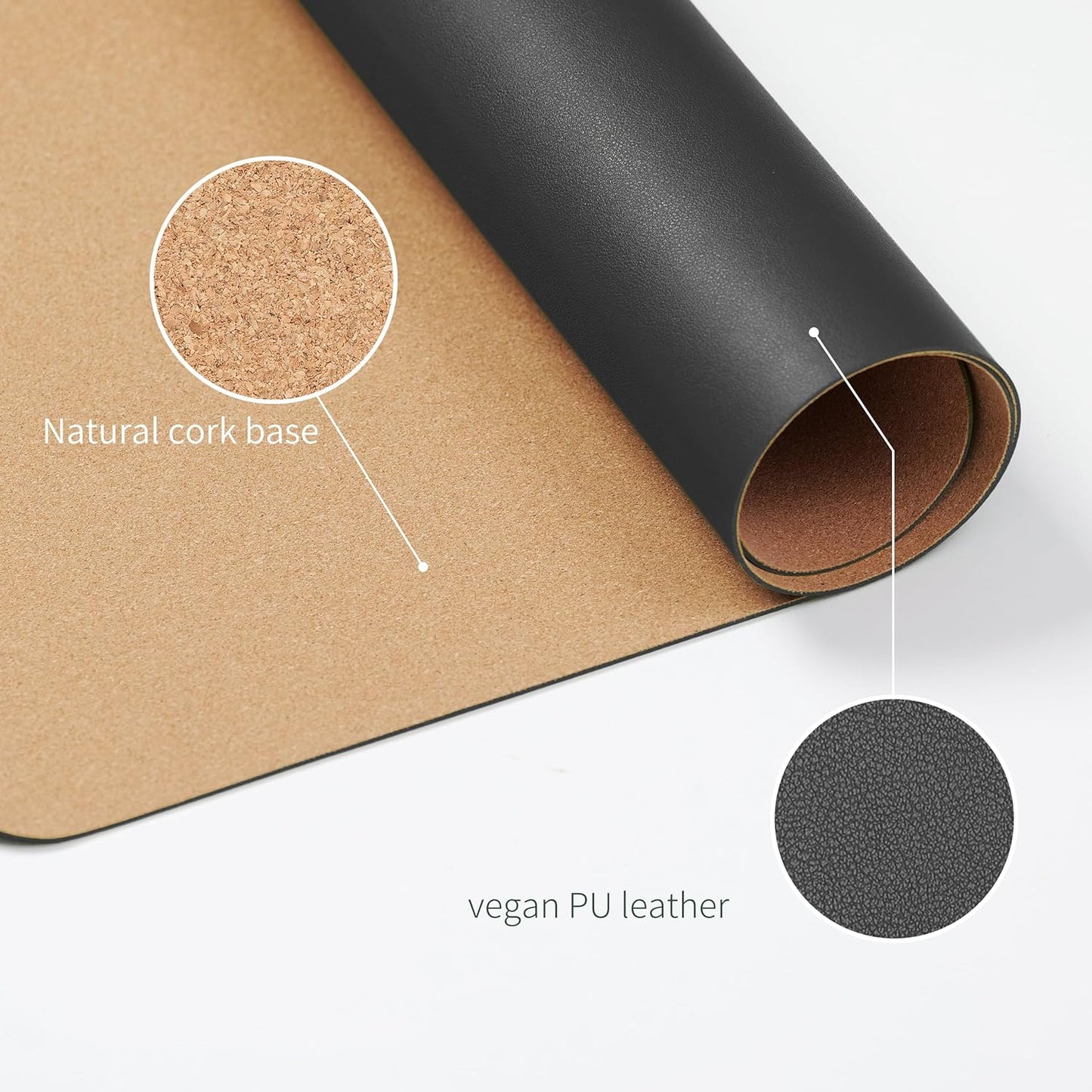 RENMTURE Desk Pad, Cork & PU Leather Desk Mat, Large Mouse pad, Non-Slip Desk Protector and Blotter, Waterproof Writing Pad, Desk Accessories and Organizers for Home Office (Light Yellow, 32"x16")