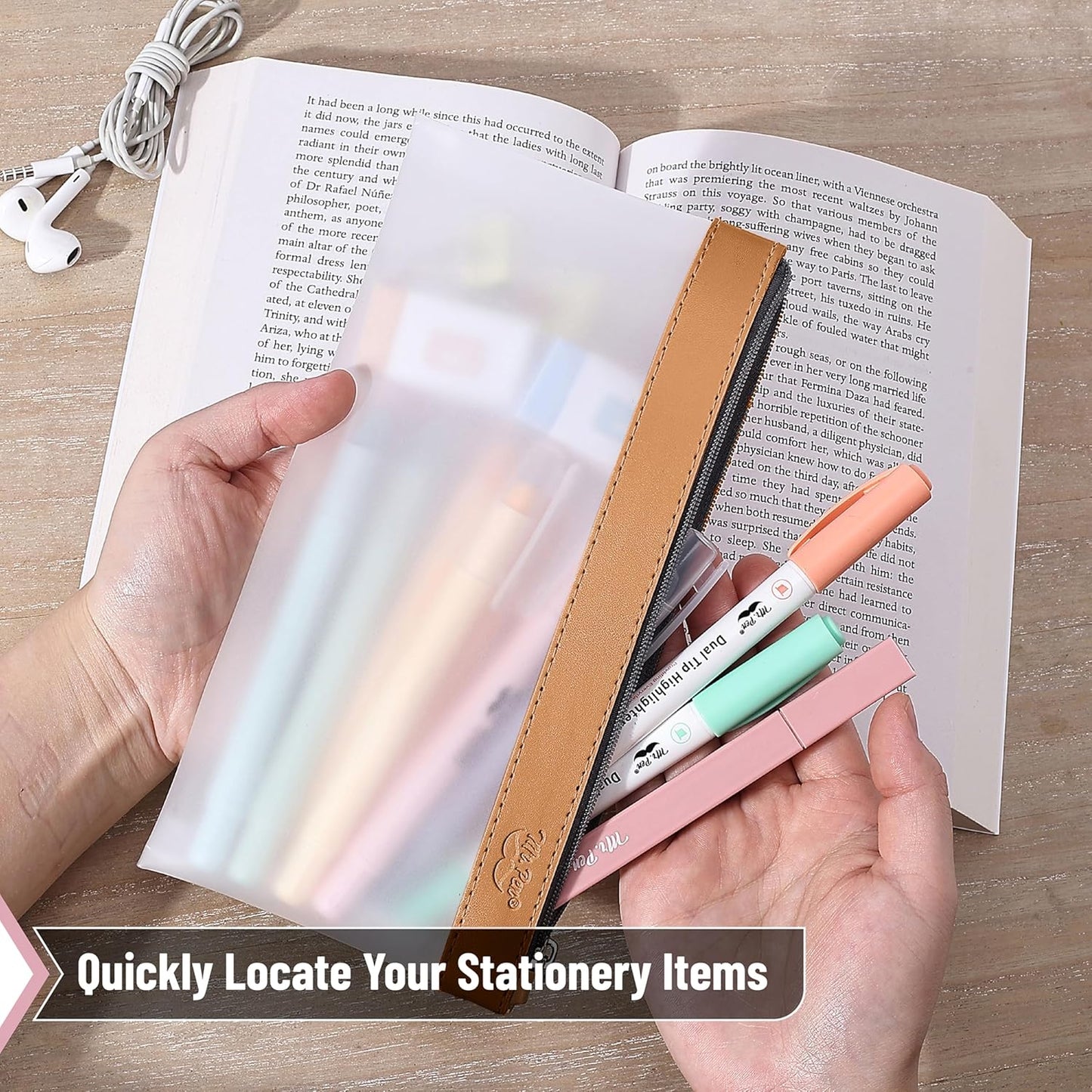 Mr. Pen- Clear Pencil Pouch, 8.50"x4.25", 3 Pack, Durable TPU Material, Medium Water-Resistant Pencil Bags with Smooth Zipper, Multipurpose Clear Pouch for Stationery, School, Office, Travel Supplies