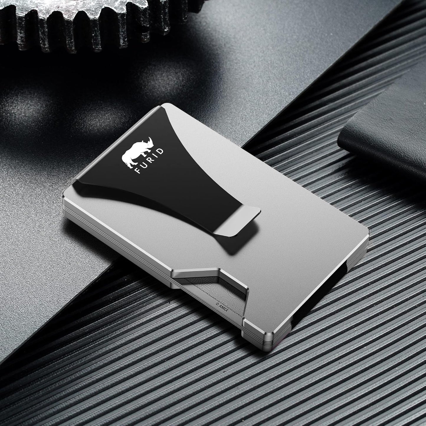 furid Airtag Wallet Men Slim: Metal Wallets with Airtag Holder, Air Tag Wallet for Men with 2 Money Clip Replaceable Gift Boxed