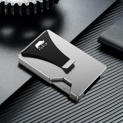 furid Airtag Wallet Men Slim: Metal Wallets with Airtag Holder, Air Tag Wallet for Men with 2 Money Clip Replaceable Gift Boxed