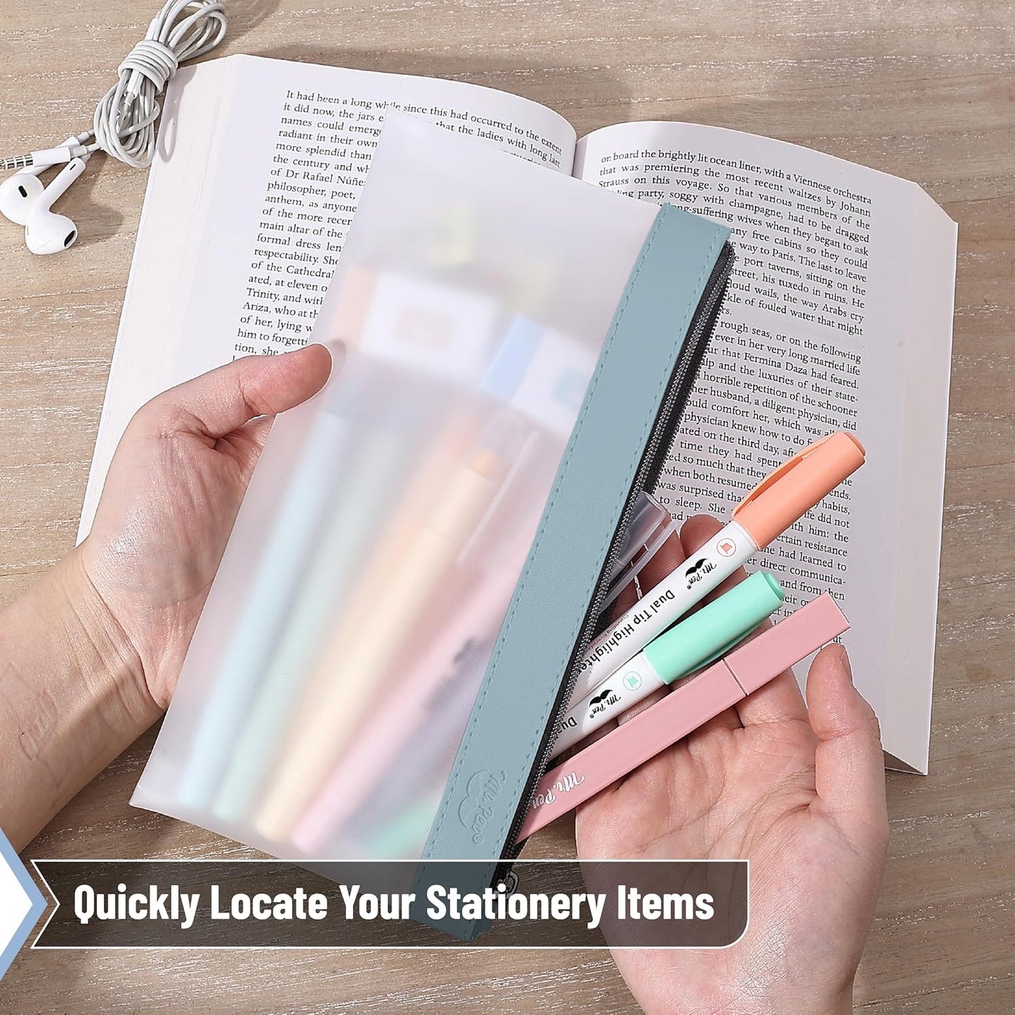 Mr. Pen- Clear Pencil Pouch, 8.50"x4.25", 3 Pack, Durable TPU Material, Medium Water-Resistant Pencil Bags with Smooth Zipper, Multipurpose Clear Pouch for Stationery, School, Office, Travel Supplies