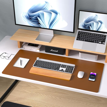 Aothia Non-Slip Waterproof PU Leather Desk Pad Protector for Mouse, Writing Desk, Office, Home, Laptop Blotter, 23.6" x 13.7", Black - Colors B