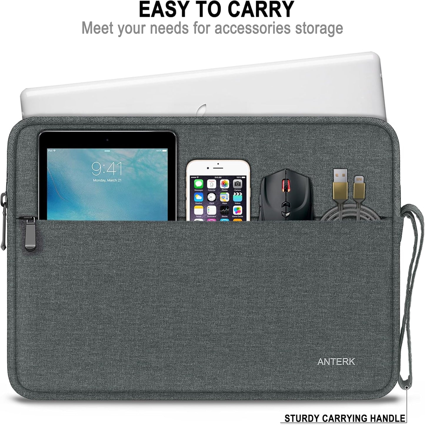 Laptop Sleeve 14 Inch, Water Resistant Traveling Computer Cover with Handle, Shockproof Protective Carrying Laptop Case Compatible for 14 Inch MacBook Air/Pro, HP, Dell, Asus, Lenovo, Black